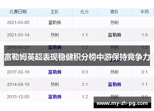 富勒姆英超表现稳健积分榜中游保持竞争力
